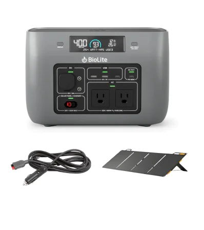 Set Biolite BaseCharge 600 + BioLite Solarpanel 100 + BioLite 12V Car Charging 10 FT